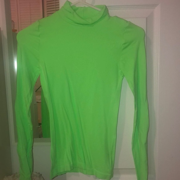NEON GREEN turtleneck ONE SIZE - Picture 1 of 2